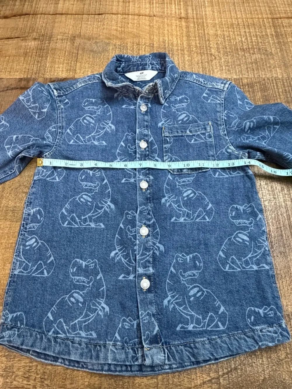 H&M Blue Denim Kids Jacket with Dinosaur Print